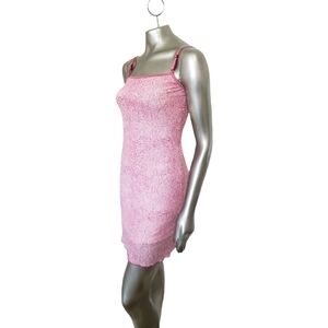 Y2K‎ GUESS Pink Mesh Slip Dress Sheer Mini Spaghetti Strap 90s 2000s Clubwear